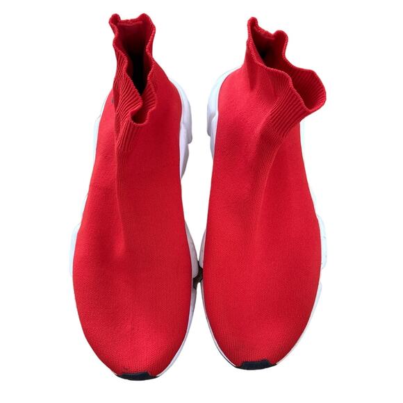 Balenciaga - BB Speed Trainer Sock Sneakers in Red - Picture 4 of 7